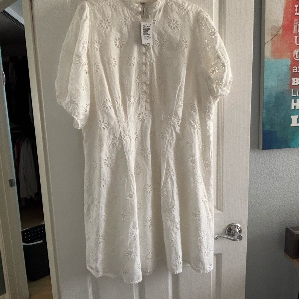 NWT Torrid Belle Isle White Eyelet Popover Dress